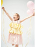 Pink And Yellow Taffeta Slit Back Flower Girl Dress